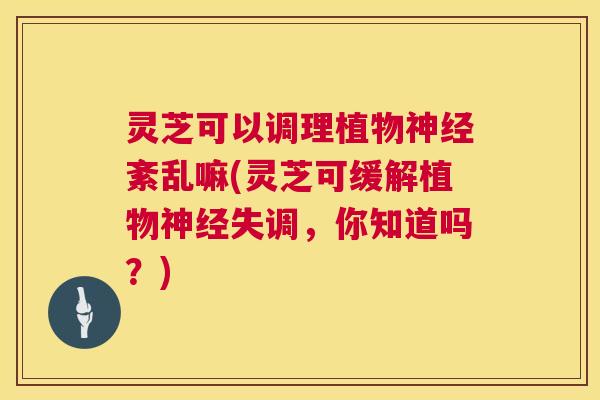 灵芝可以调理植物紊乱嘛(灵芝可缓解植物失调,你知道吗?) 灵芝可以调理植物紊乱嘛(灵芝可缓解植物失调,你知道吗?)