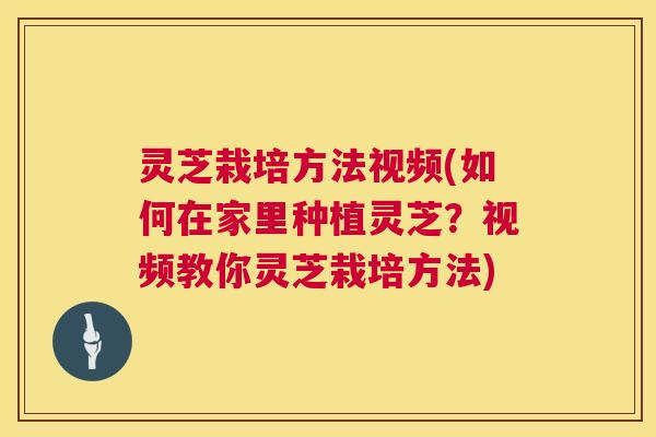 灵芝栽培方法视频(如何在家里种植灵芝?视频教你灵芝栽培方法) 灵芝栽培方法视频(如何在家里种植灵芝?视频教你灵芝栽培方法)