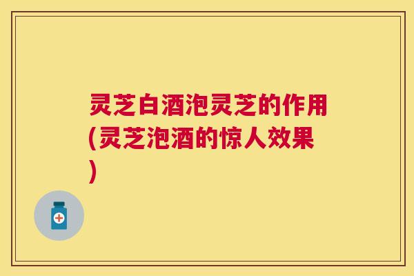 灵芝白酒泡灵芝的作用(灵芝泡酒的惊人效果)