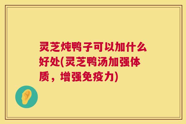 灵芝炖鸭子可以加什么好处(灵芝鸭汤加强体质，增强免疫力)
