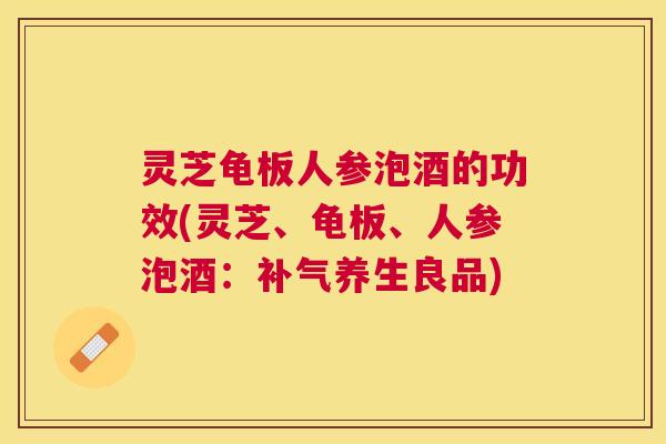 灵芝龟板人参泡酒的功效(灵芝、龟板、人参泡酒：养生良品)