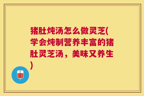 猪肚炖汤怎么做灵芝(学会炖制营养丰富的猪肚灵芝汤,美味又养生) 猪肚炖汤怎么做灵芝(学会炖制营养丰富的猪肚灵芝汤,美味又养生)
