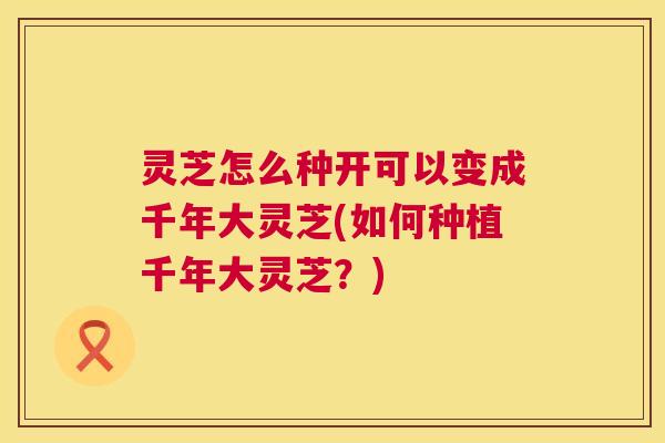 灵芝怎么种开可以变成千年大灵芝(如何种植千年大灵芝？)