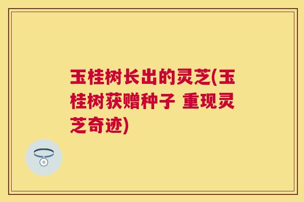 玉桂树长出的灵芝(玉桂树获赠种子 重现灵芝奇迹) 玉桂树长出的灵芝(玉桂树获赠种子 重现灵芝奇迹)