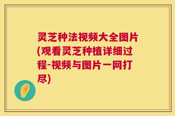 灵芝种法视频大全图片(观看灵芝种植详细过程-视频与图片一网打尽)