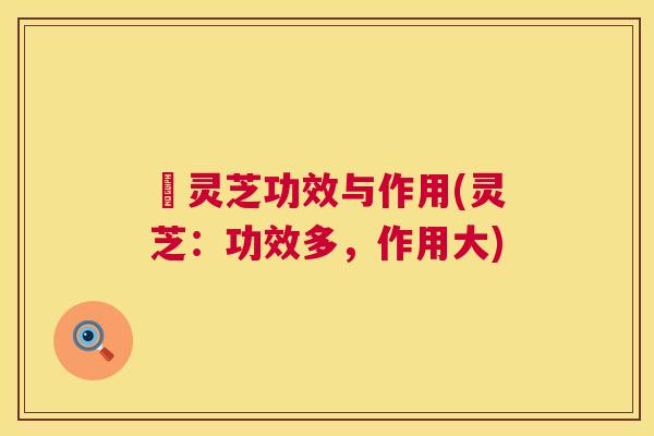 矴灵芝功效与作用(灵芝:功效多,作用大) 矴灵芝功效与作用(灵芝:功效多,作用大)