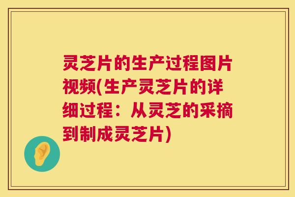 灵芝片的生产过程图片视频(生产灵芝片的详细过程：从灵芝的采摘到制成灵芝片)