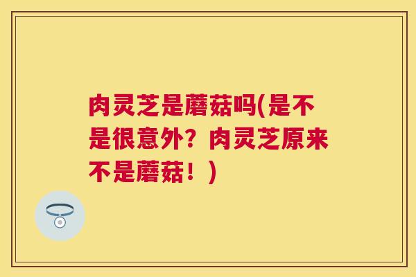 肉灵芝是蘑菇吗(是不是很意外？肉灵芝原来不是蘑菇！)