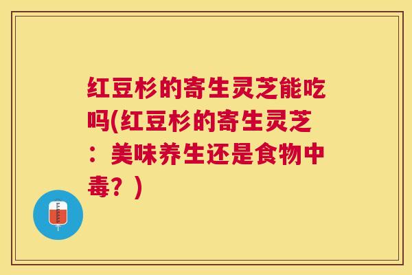 红豆杉的寄生灵芝能吃吗(红豆杉的寄生灵芝：美味养生还是食物中毒？)