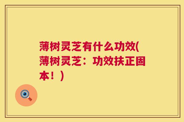 薄树灵芝有什么功效(薄树灵芝:功效扶正固本!) 薄树灵芝有什么功效(薄树灵芝:功效扶正固本!)