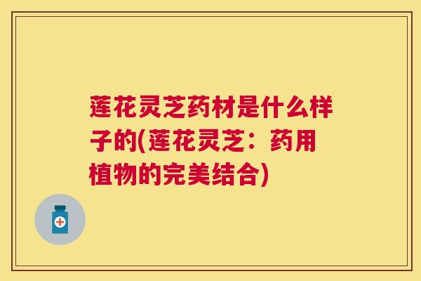 莲花灵芝药材是什么样子的(莲花灵芝：药用植物的完美结合)