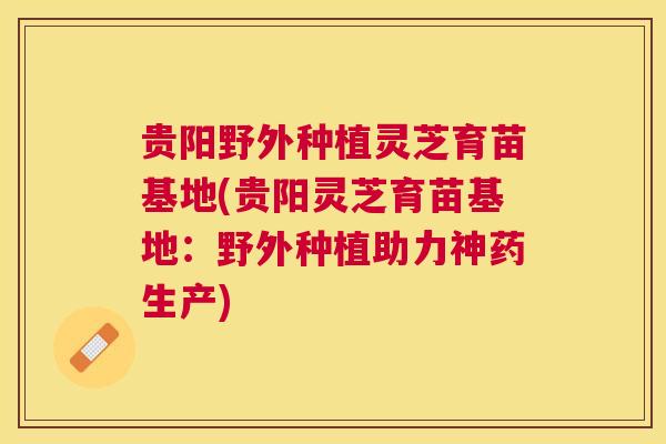 贵阳野外种植灵芝育苗基地(贵阳灵芝育苗基地:野外种植助力神药生产) 贵阳野外种植灵芝育苗基地(贵阳灵芝育苗基地:野外种植助力神药生产)