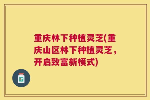 重庆林下种植灵芝(重庆山区林下种植灵芝,开启致富新模式) 重庆林下种植灵芝(重庆山区林下种植灵芝,开启致富新模式)