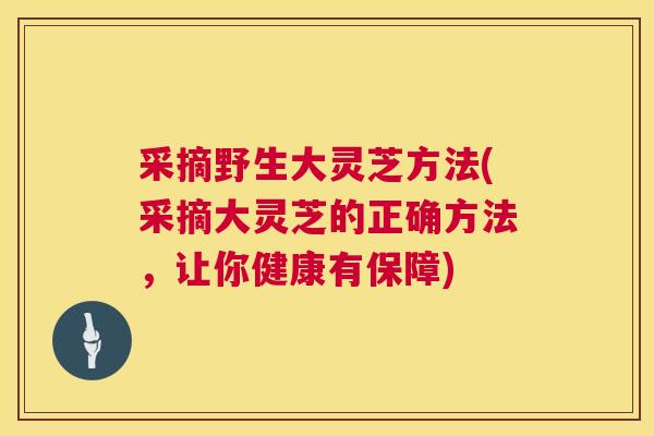 采摘野生大灵芝方法(采摘大灵芝的正确方法,让你健康有保障) 采摘野生大灵芝方法(采摘大灵芝的正确方法,让你健康有保障)