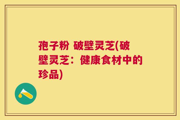 孢子粉 破壁灵芝(破壁灵芝：健康食材中的珍品)
