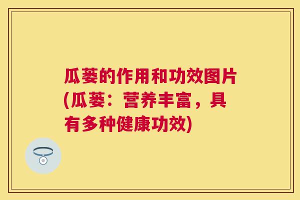 瓜蒌的作用和功效图片(瓜蒌：营养丰富，具有多种健康功效)