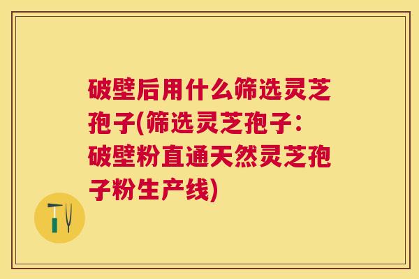 破壁后用什么筛选灵芝孢子(筛选灵芝孢子:破壁粉直通天然灵芝孢子粉生产线) 破壁后用什么筛选灵芝孢子(筛选灵芝孢子:破壁粉直通天然灵芝孢子粉生产线)