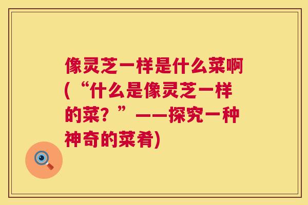 像灵芝一样是什么菜啊(“什么是像灵芝一样的菜?”——探究一种神奇的菜肴) 像灵芝一样是什么菜啊(“什么是像灵芝一样的菜?”——探究一种神奇的菜肴)