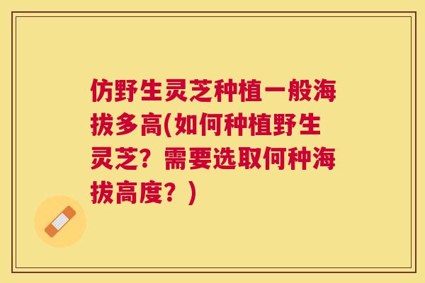 仿野生灵芝种植一般海拔多高(如何种植野生灵芝？需要选取何种海拔高度？)