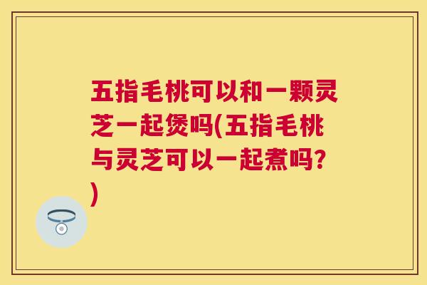 五指毛桃可以和一颗灵芝一起煲吗(五指毛桃与灵芝可以一起煮吗?) 五指毛桃可以和一颗灵芝一起煲吗(五指毛桃与灵芝可以一起煮吗?)
