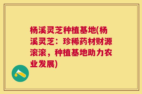 杨溪灵芝种植基地(杨溪灵芝：珍稀药材财源滚滚，种植基地助力农业发展)