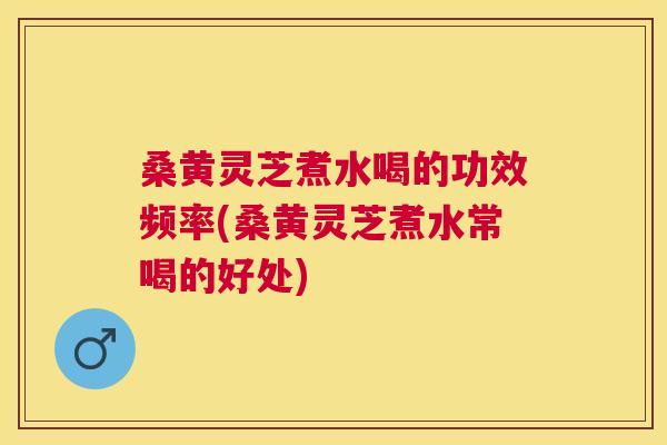 桑黄灵芝煮水喝的功效频率(桑黄灵芝煮水常喝的好处) 桑黄灵芝煮水喝的功效频率(桑黄灵芝煮水常喝的好处)