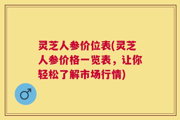 灵芝人参价位表(灵芝人参价格一览表,让你轻松了解市场行情) 灵芝人参价位表(灵芝人参价格一览表,让你轻松了解市场行情)