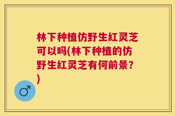 林下种植仿野生红灵芝可以吗(林下种植的仿野生红灵芝有何前景?) 林下种植仿野生红灵芝可以吗(林下种植的仿野生红灵芝有何前景?)