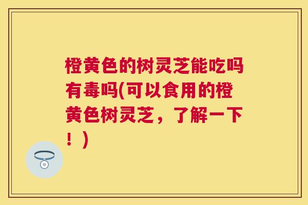 橙黄色的树灵芝能吃吗有毒吗(可以食用的橙黄色树灵芝,了解一下!) 橙黄色的树灵芝能吃吗有毒吗(可以食用的橙黄色树灵芝,了解一下!)