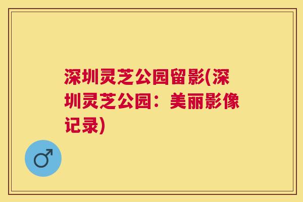 深圳灵芝公园留影(深圳灵芝公园：美丽影像记录)