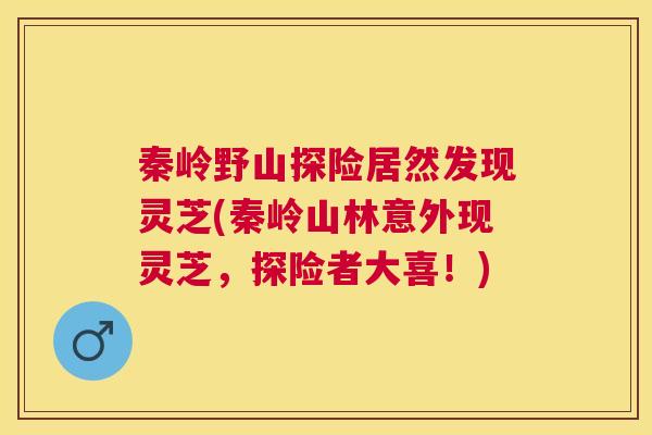 秦岭野山探险居然发现灵芝(秦岭山林意外现灵芝,探险者大喜!) 秦岭野山探险居然发现灵芝(秦岭山林意外现灵芝,探险者大喜!)
