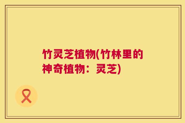 竹灵芝植物(竹林里的神奇植物：灵芝)