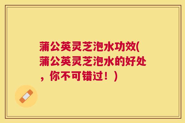 蒲公英灵芝泡水功效(蒲公英灵芝泡水的好处,你不可错过!) 蒲公英灵芝泡水功效(蒲公英灵芝泡水的好处,你不可错过!)