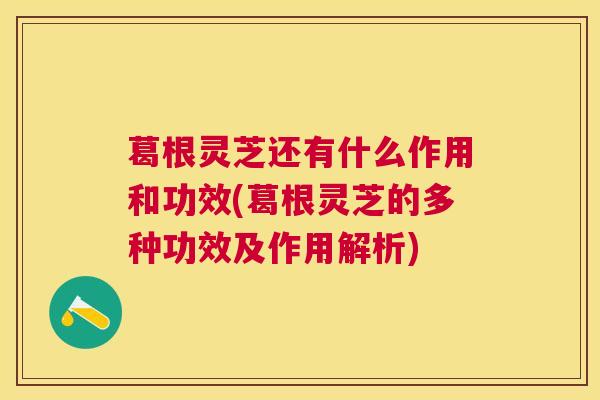 葛根灵芝还有什么作用和功效(葛根灵芝的多种功效及作用解析) 葛根灵芝还有什么作用和功效(葛根灵芝的多种功效及作用解析)