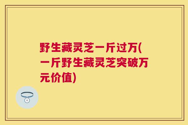 野生藏灵芝一斤过万(一斤野生藏灵芝突破万元价值)