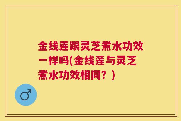 金线莲跟灵芝煮水功效一样吗(金线莲与灵芝煮水功效相同？)