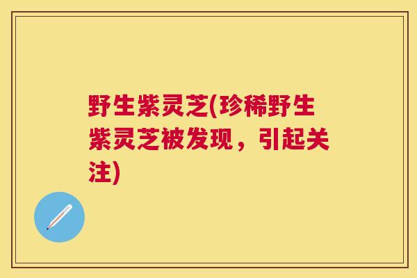 野生紫灵芝(珍稀野生紫灵芝被发现，引起关注)