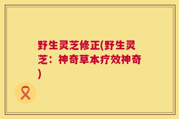 野生灵芝修正(野生灵芝：神奇草本疗效神奇)