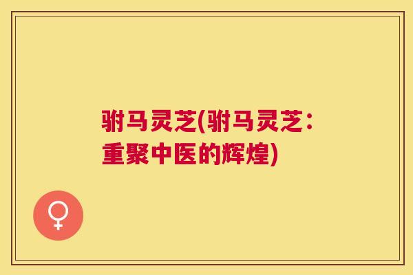 驸马灵芝(驸马灵芝：重聚中医的辉煌)