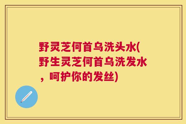 野灵芝何首乌洗头水(野生灵芝何首乌洗发水,呵护你的发丝) 野灵芝何首乌洗头水(野生灵芝何首乌洗发水,呵护你的发丝)