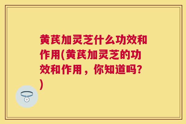 黄芪加灵芝什么功效和作用(黄芪加灵芝的功效和作用,你知道吗?) 黄芪加灵芝什么功效和作用(黄芪加灵芝的功效和作用,你知道吗?)