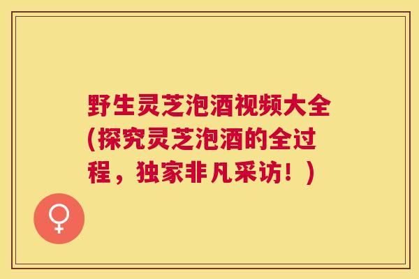 野生灵芝泡酒视频大全(探究灵芝泡酒的全过程,独家非凡采访!) 野生灵芝泡酒视频大全(探究灵芝泡酒的全过程,独家非凡采访!)