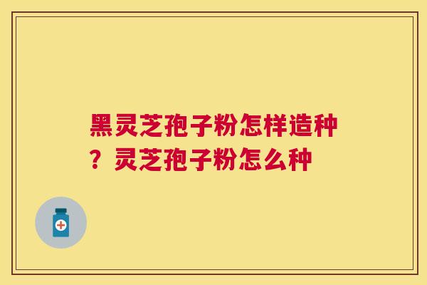 黑灵芝孢子粉怎样造种?灵芝孢子粉怎么种 黑灵芝孢子粉怎样造种?灵芝孢子粉怎么种
