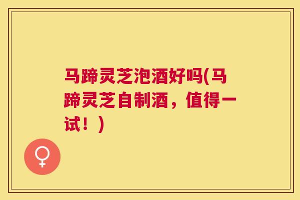 马蹄灵芝泡酒好吗(马蹄灵芝自制酒,值得一试!) 马蹄灵芝泡酒好吗(马蹄灵芝自制酒,值得一试!)