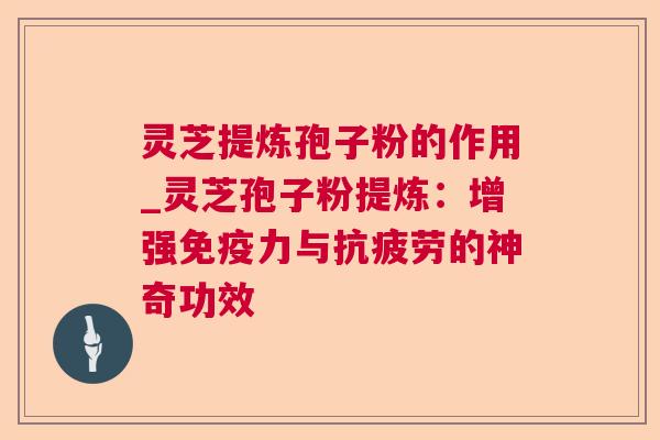 灵芝提炼孢子粉的作用_灵芝孢子粉提炼:增强免疫力与的神奇功效 灵芝提炼孢子粉的作用_灵芝孢子粉提炼:增强免疫力与的神奇功效