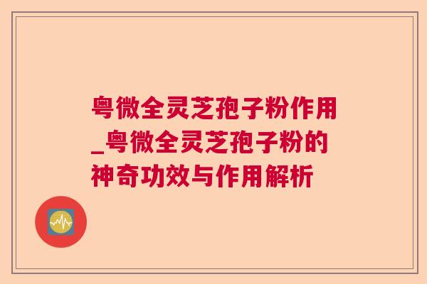 粤微全灵芝孢子粉作用_粤微全灵芝孢子粉的神奇功效与作用解析