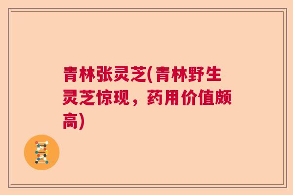 青林张灵芝(青林野生灵芝惊现,药用价值颇高) 青林张灵芝(青林野生灵芝惊现,药用价值颇高)