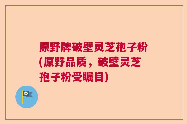 原野牌破壁灵芝孢子粉(原野品质,破壁灵芝孢子粉受瞩目) 原野牌破壁灵芝孢子粉(原野品质,破壁灵芝孢子粉受瞩目)