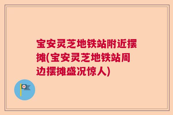 宝安灵芝地铁站附近摆摊(宝安灵芝地铁站周边摆摊盛况惊人)