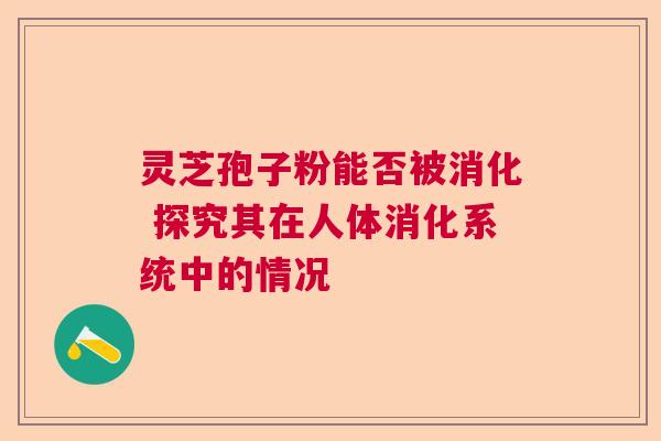 灵芝孢子粉能否被消化 探究其在人体消化系统中的情况 灵芝孢子粉能否被消化 探究其在人体消化系统中的情况
